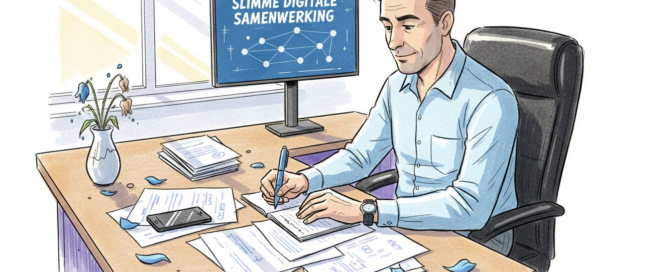 Man voert een vervolggesprek vanuit zijn kantoor
