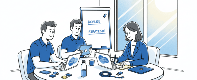 Het salesteam is volop aan het werk in een lichte, moderne kantoorruimte.