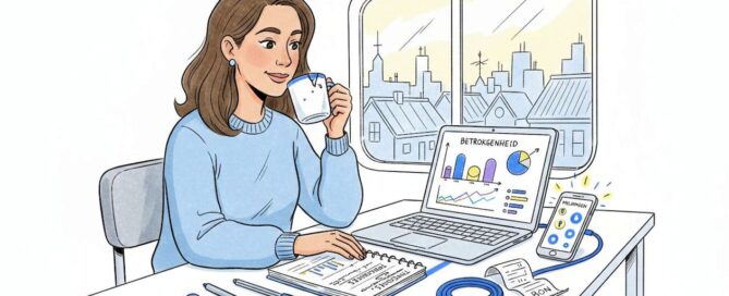 Een business analist bekijkt en beoordeelt de marketingdata van Signal.