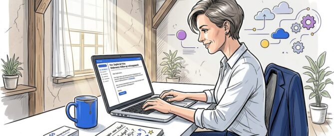 Een zakelijke professional stelt op kantoor een acquisitiemail op.