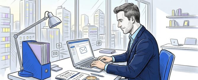 Accountmanager stuurt een opvolgmail naar een zakelijke klant