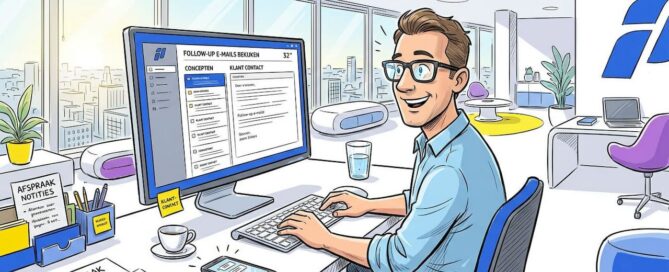 Accountmanager kijkt follow-up e-mails na