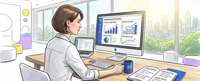 B2B salesmanager aan het werk achter zijn bureau in het thuiskantoor