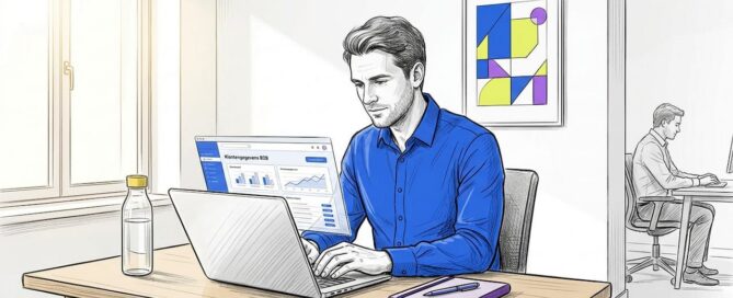 Commercieel B2B-specialist aan het werk achter zijn bureau