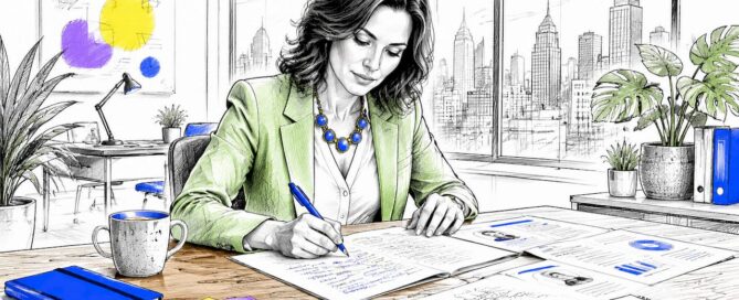 Marketingprofessional bekijkt en evalueert potentiële klantaccounts