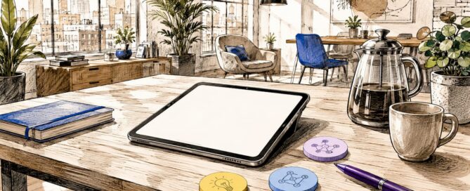 Tablet en checklist op een strak en overzichtelijk bureau