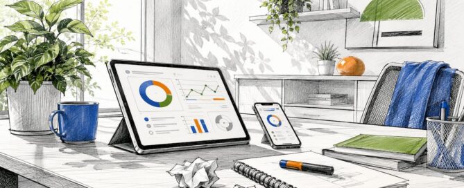 Werkplek met digitale tools voor responsanalyse