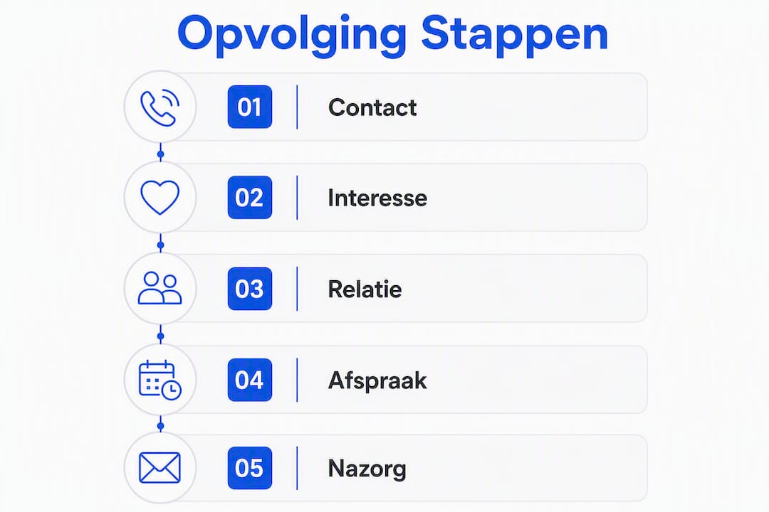 Infographic: efficiënte stappen voor succesvolle follow-up bij B2B koude acquisitie