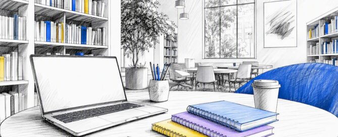 Strakke, minimalistische werkplek met slimme tools voor B2B-acquisitie