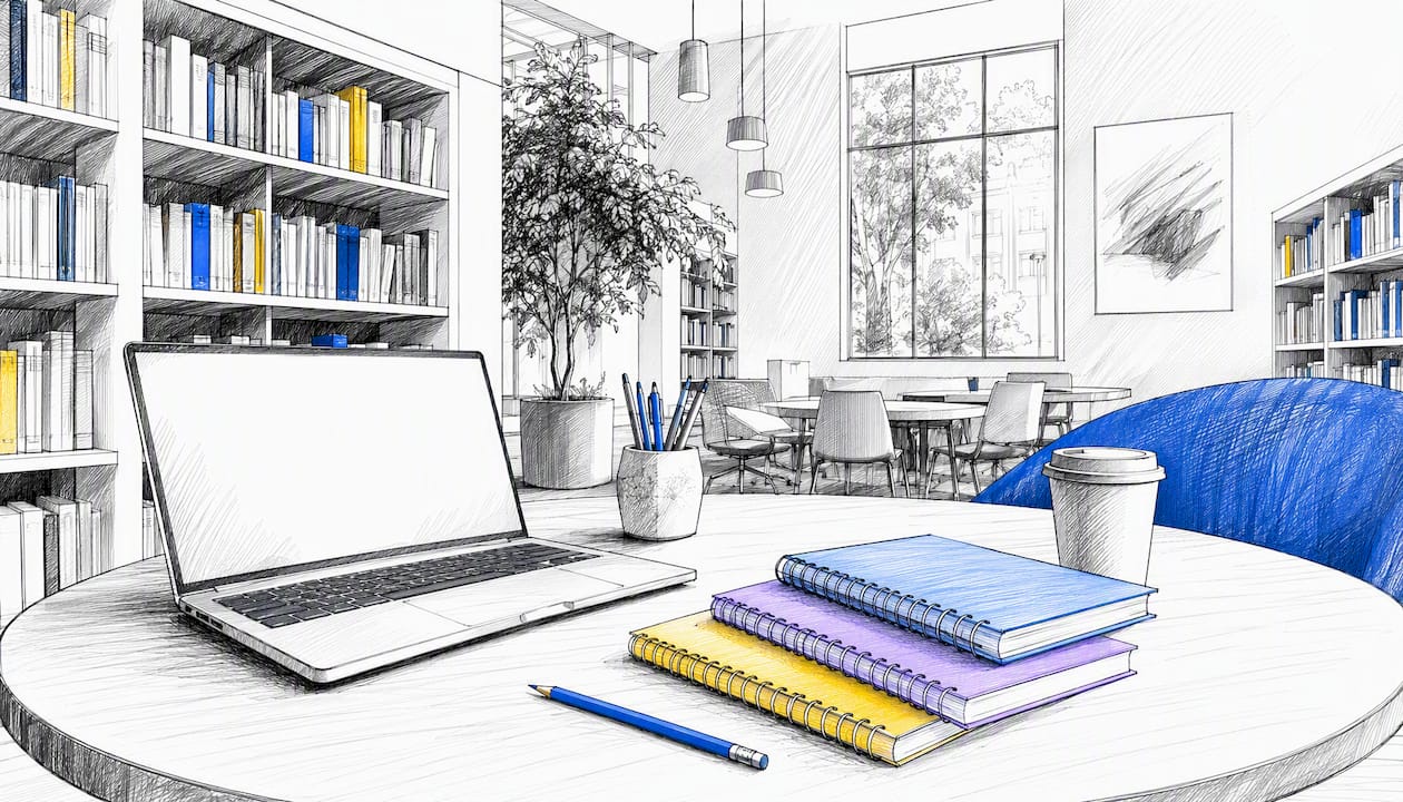 Strakke, minimalistische werkplek met slimme tools voor B2B-acquisitie