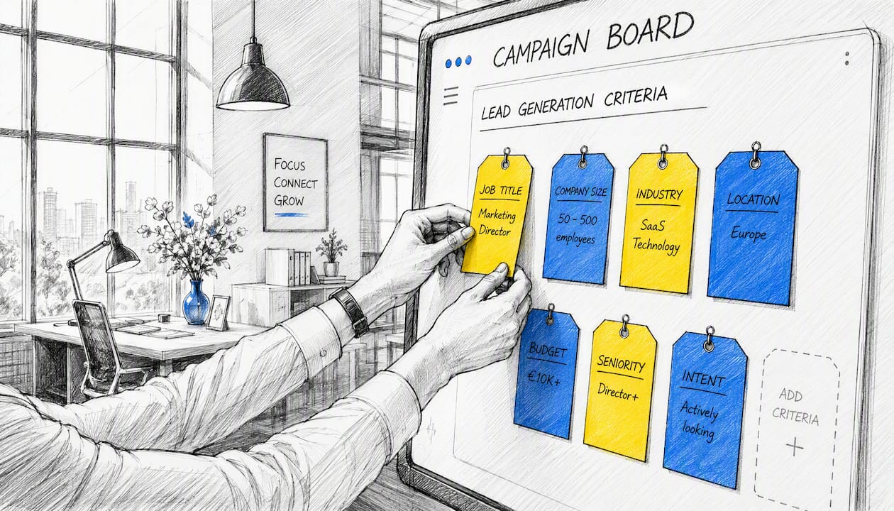 Detailopname van handen die tags voor leadgeneratie zorgvuldig sorteren.