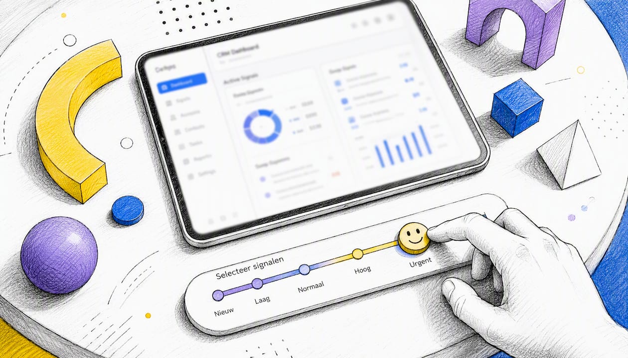CRM-dashboard met handmatige bediening voor signalen