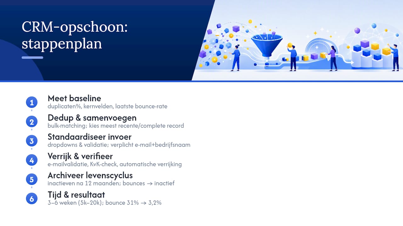 Hoe schoon je jouw CRM-data stap voor stap op? — overview diagram